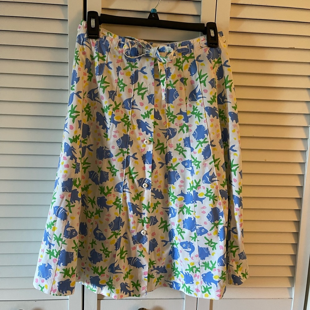 Vintage Meadowbank White/Blue/Green/Pink "Fish" A Line Skirt